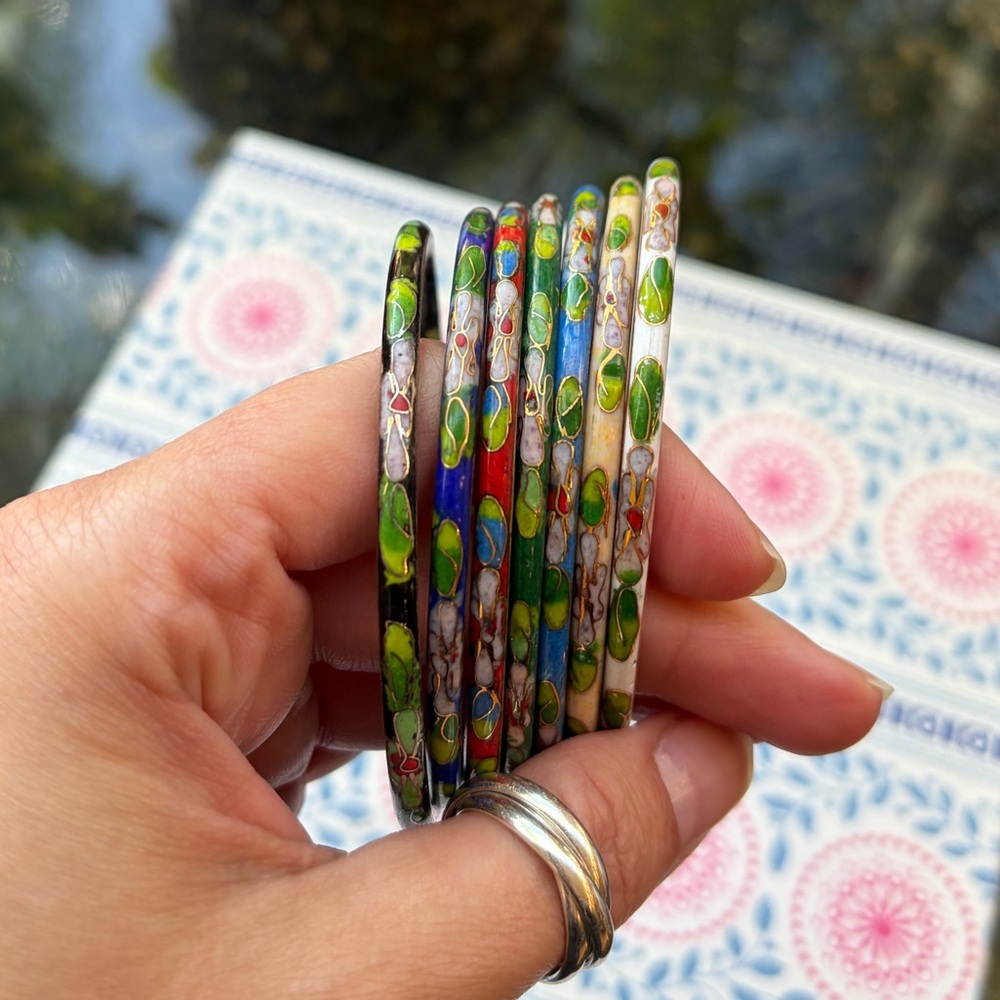 Vintage Cloisonné Bangle Set